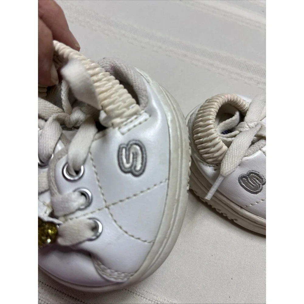 Build-A-Bear Tennis Shoes Sneakers White Gold Hearts Clothing Accessories BABW